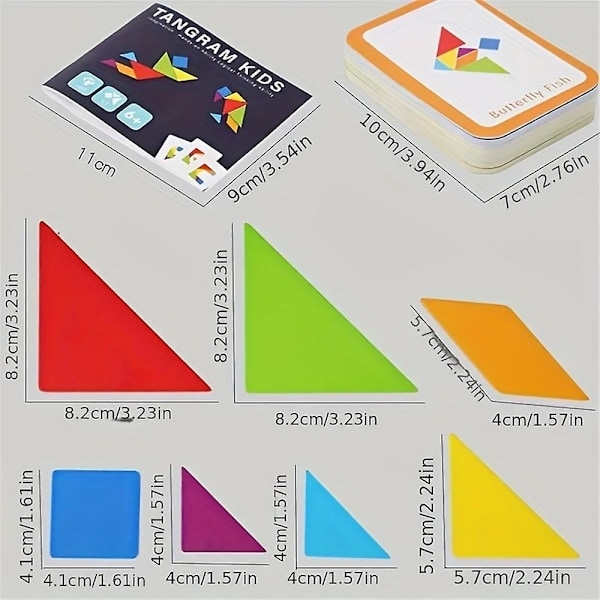 Tangram Pusselset i Trä med 60 Mönsterkort för Barn Pedagogisk Lärleksak Presenter