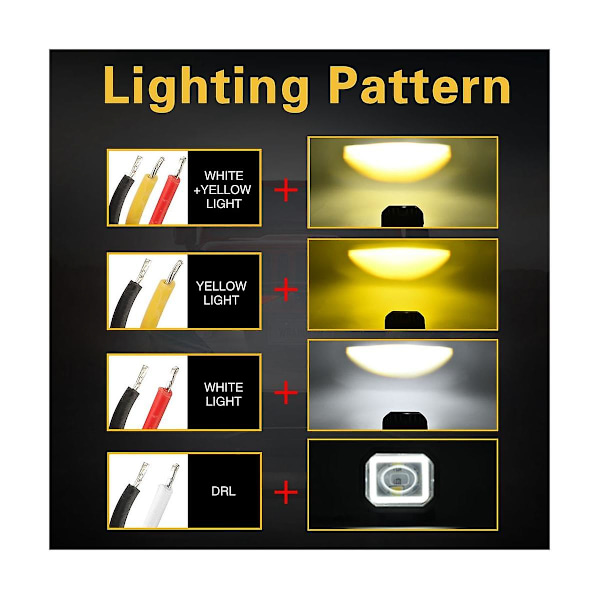 30w 6000lm Square Led Angel Eyes Light Bar 6000k/3000k White+yellow Light For Motorcycle Offroad Le