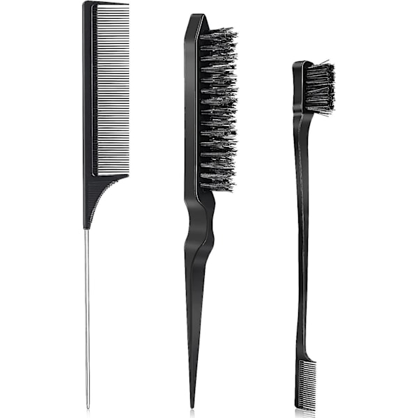 Hair Color Highlight Combs 3 Pieces Hair Brush Set Black Plastic Lift Teasing