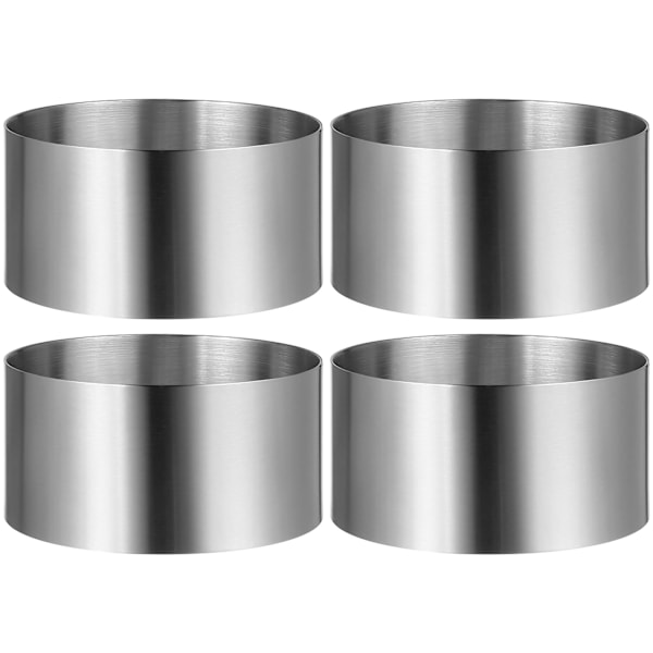 4 stk rustfritt stål rund kakeform mousseform kakeform kjeks bakeform kjekslagingsverktøy (4x4x1,9 tommer)