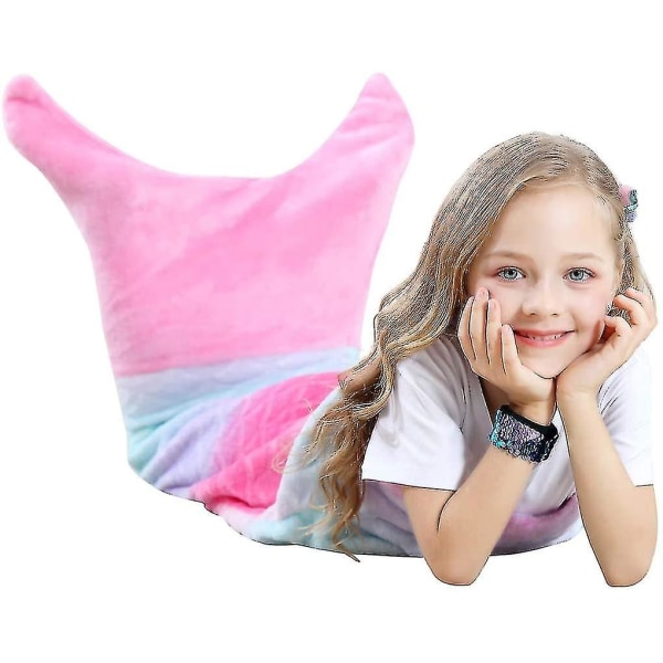 Kids Mermaid Blanket,sofa Blanket Sleeping Bag(pink,kids 120cm X 42cm)