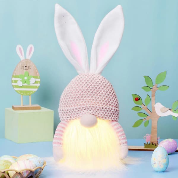 Easter Luminous Rabbit Rudolph Faceless Plush Doll Decorated In Pink B926-230-lingling}