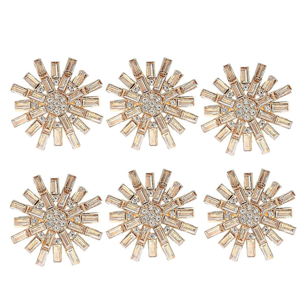 6 stk/sett serviettringer i kunstig krystallblomst med strass, elegant og luksuriøs borddekorasjon til middagsservietter