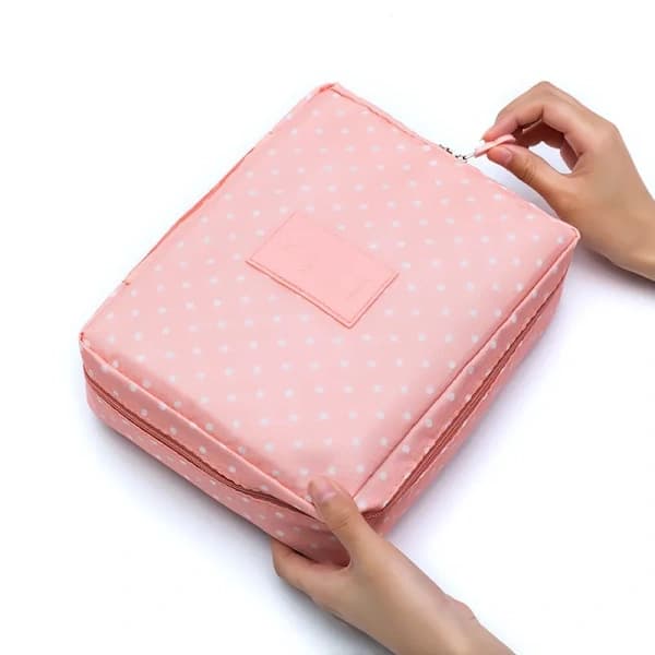 Högkapacitets sminkväska för flickor utomhus, Rosa Prick[CO]