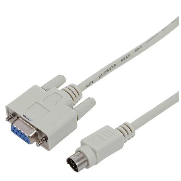 DB9P til 8P Mini Din RS232 Nedlastingskabel Hvit 2,5 m for DVP-EH