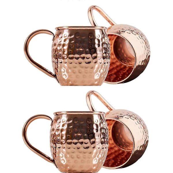 Moscow Mule Muggar Set om 4 Hamrade Koppar Cocktail Ölkoppar för Kalla Drycker Koppar