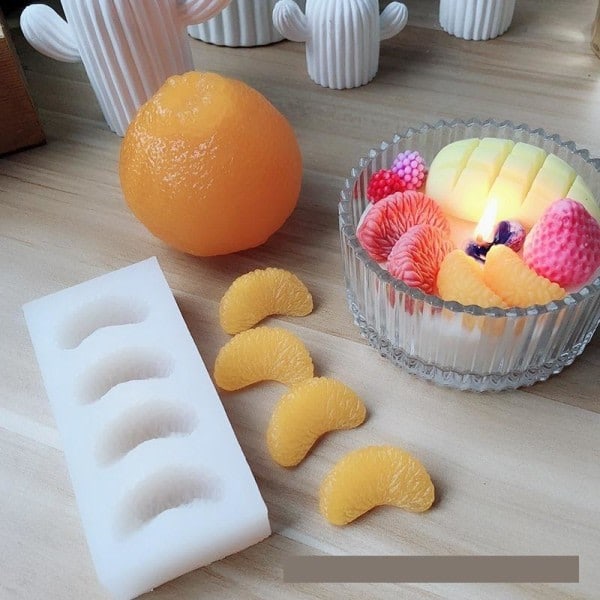 Lysforme lys stearinlys DIY støbeforme i silikoneform MJ15 orange onblad