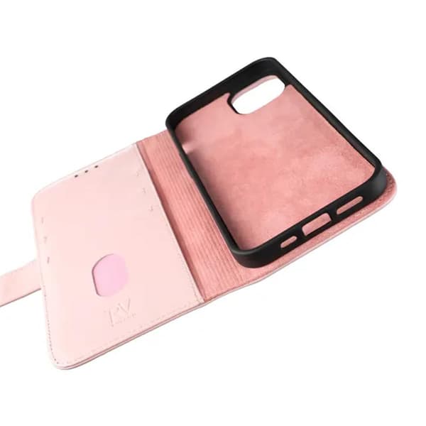 iPhone 13 Wallet Case Leather Rvelon - R Gammal rosa pink