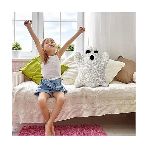 Halloween Decor Ghost Pillow Cute Ghost Plush Ghost Shape Pillow, Ghost Stuffed Animal, 16 Inch