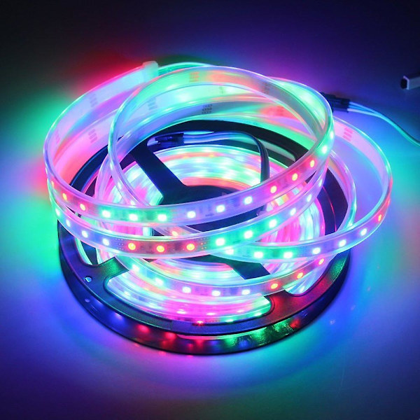 2m 60lde Ws2812b Individuelt Adresserbar Led Strip 5050 Rgb Smd 60 Pixel Dream Farve Vandtæt Ip67 Hvid Pcb 12v Dc