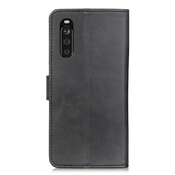 Sony Xperia 10 III - Kiinteä nahkakotelo - Musta Musta