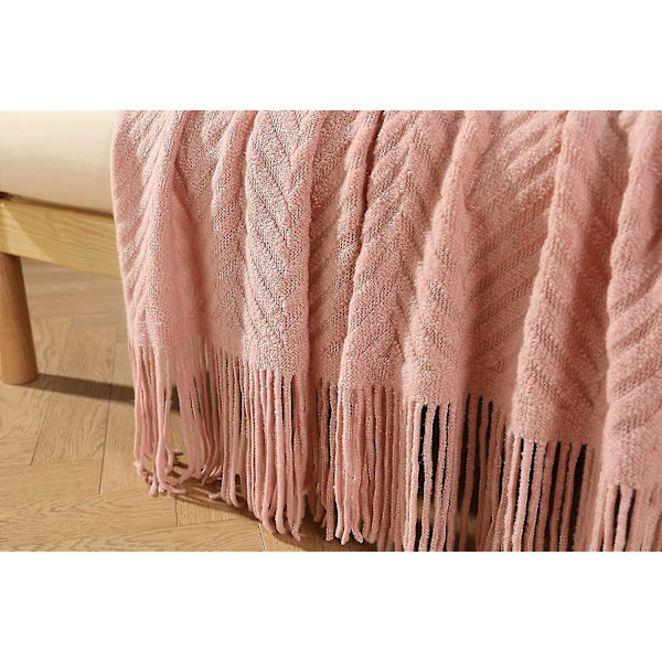 Kælen blød fluffy super blød vendbar tæppe som fleece tæppe sengetæppe sofa 130 X 150 Cm(pink