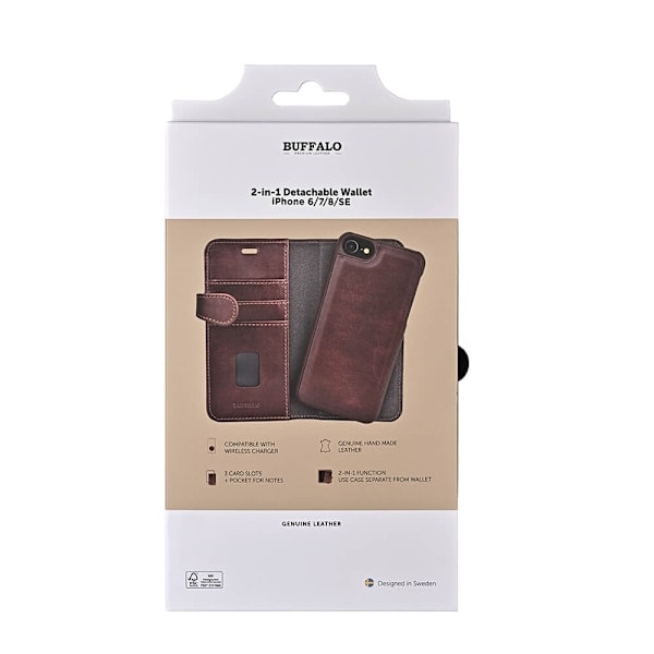 Buffalo iPhone 6/7/8/SE Fodral 2in1 Äkta Läder Brun