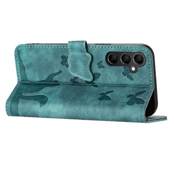 Samsung Galaxy S23 FE 5G Case with Butterfly and Cat Embossing Wathet
