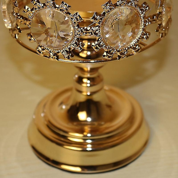 Guld Pillar Lysestage, Premium Guld Lysestageholder Med Deluxe Krystal Design(1stk, Guld)