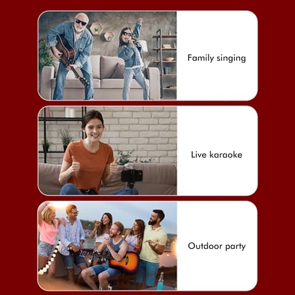 Bärbar Trådlös Bluetooth Karaoke Mikrofon med Högtalare 1500mAh Batteri för Android iPhone[co]