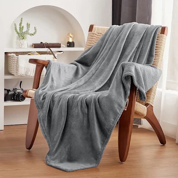 Hyggelig tæppe, fluffy tæppe, fleecetæppe, sofætæppe, 150 x 200 cm, varmt tæppe, sofætæppe, gråt tæppe, blødt sofaovertræk, XL[CO]