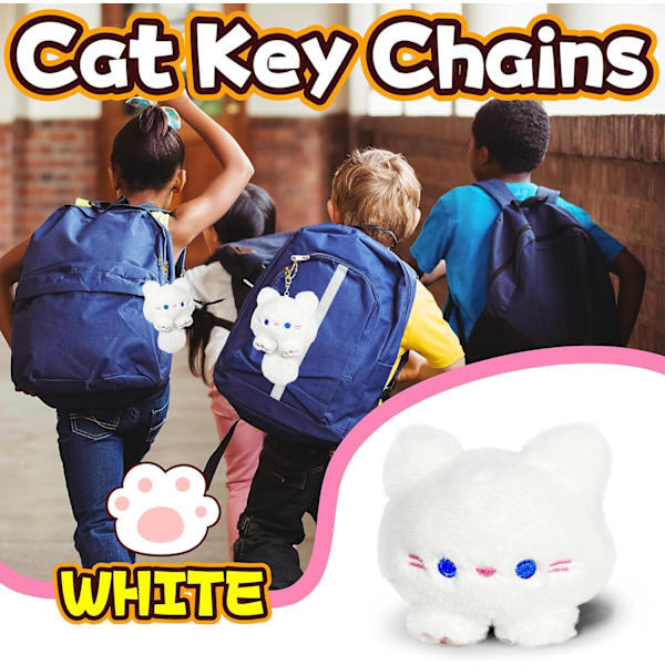 Vita Kattdjurs gosedjur, Kawaii Kattdjurs gosedjur för Flickor och Pojkar, Mjuka Kattdjur Mini Gosedjurs Nyckelringar, Roliga Mysiga Gosedjur...