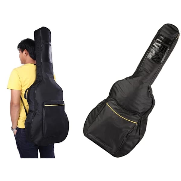 Akustisk klassisk gitarrväska med fickor, axelremmar och gitarrhållare [CO]