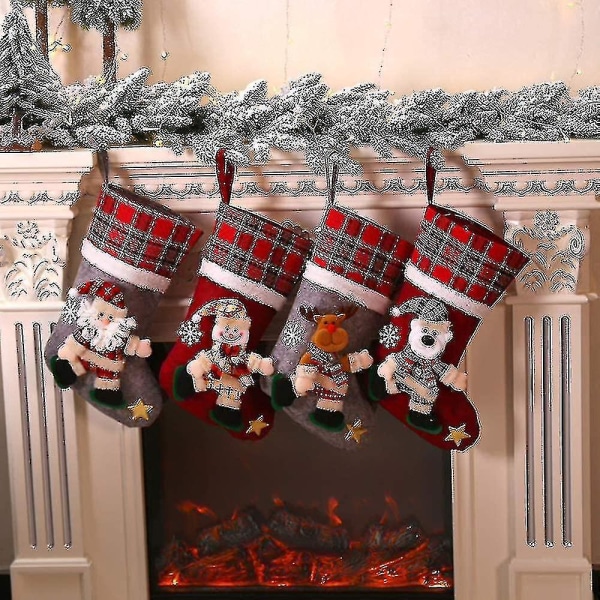 Christmas Stocking Set 4 Pieces Santa Boots Gift Bag