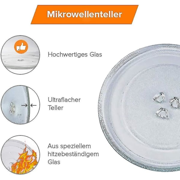 Universal mikrobølgeovn dreieskive glassplate med 3 fester, 245 mm