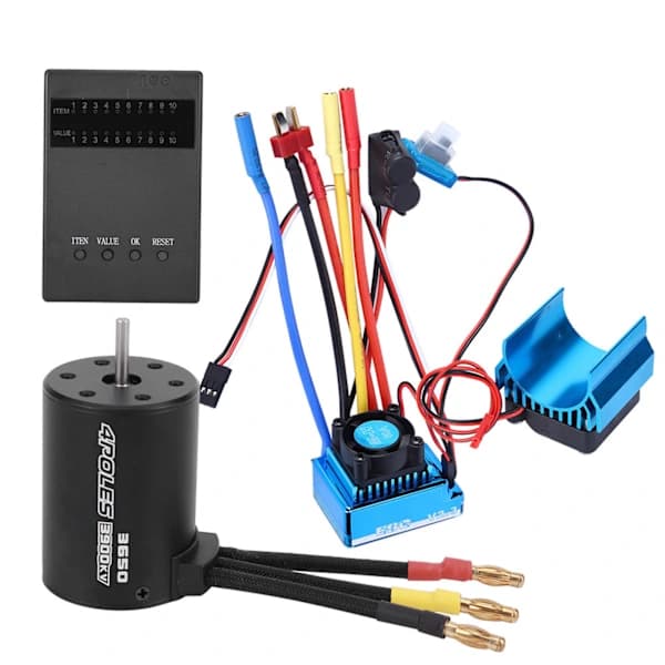 3650 3900Kv Børsteløs Motor ESC Køleplade Programkort Sæt RC Biltilbehør 80A[co]