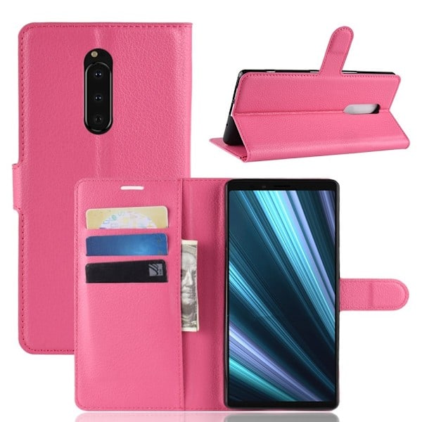 Sony Xperia 1 - Litchi Plånboksfodral - Rosa Pink Rosa