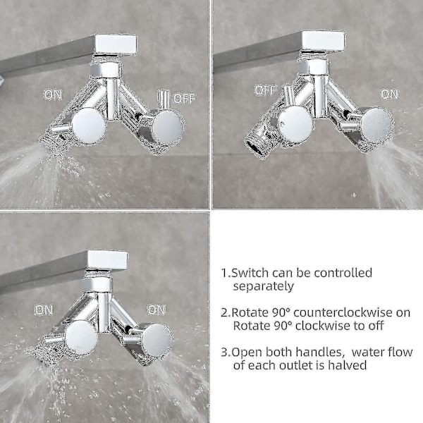 Messing Dusj Diverterventil Avstengningsventil 2-veis Y-splitter 1/2 tommer For Dusjslange Og Dusjhode Krom Dsf014a