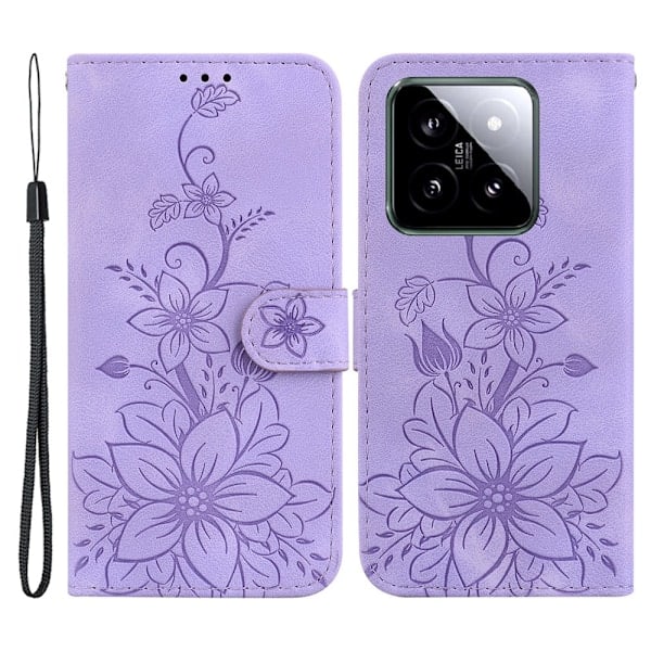 Xiaomi 14 Skal Blommigt Tryck Lila
