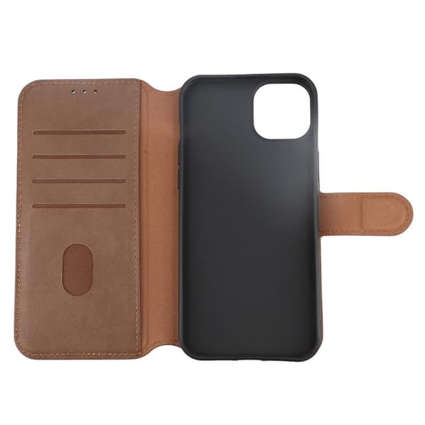 iPhone 15 Plus Wallet Case Leather Rvelon - Brown Brun brown