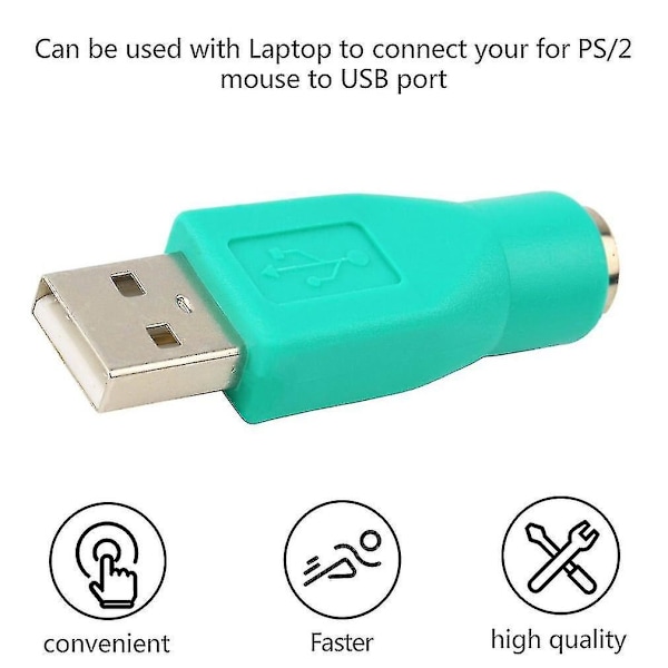 Kevyt ja käytännöllinen USB-uros naaras PS2 -kaapeliadapteri tietokoneille, kannettaville tietokoneille, kannettaville tietokoneille, näppäimistölle ja hiirelle