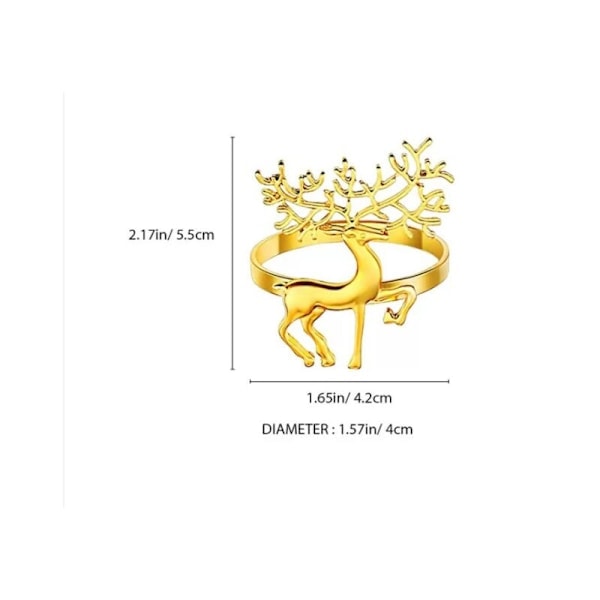 12 stk. juleservietringe, 5,5 cm guld serviet holder elg hjorte serviet spænde til julefrokost Thanksgiving fest ferie