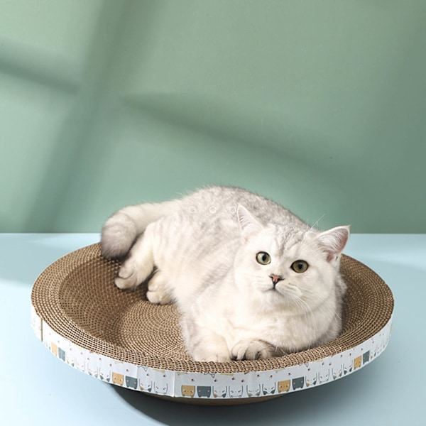 Kattklösbädd, reptålig rund korrugerad stor kattklösbräda, kudde, bo för möbelskydd