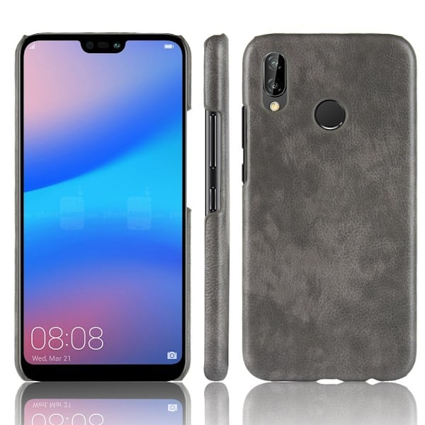 Huawei P20 Lite - Litchi Skal - Grå Grey Grå