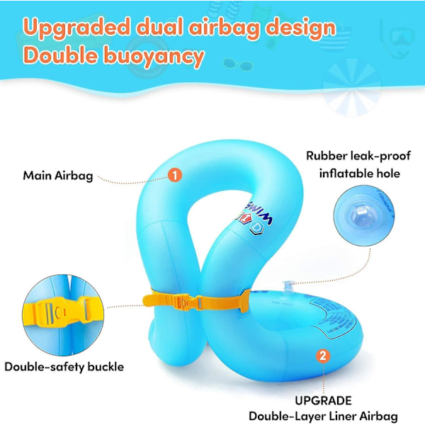 Simväst för barn 30-90 lbs, 4-10 år gamla uppblåsbara simfloaties med justerbart säkerhetsspänne och dubbla krockkuddar för pojkar flickor, vattenväst för