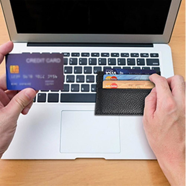 Minimalistisk läderplånbok med frontficka, RFID-skydd, medium storlek