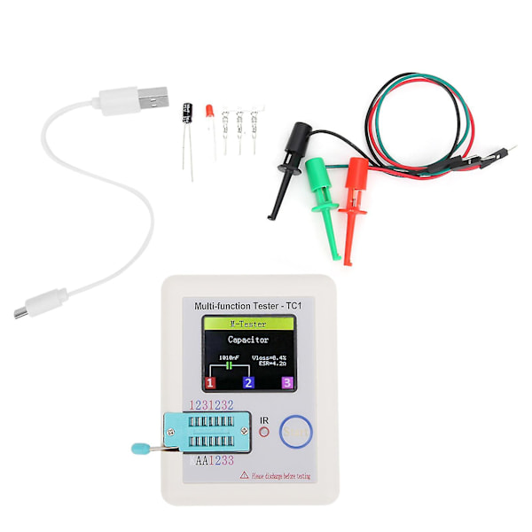 Multifunksjonell transistortester 1,8 tommers TFT-skjerm Lcrtc1 for kondensatorer dioder