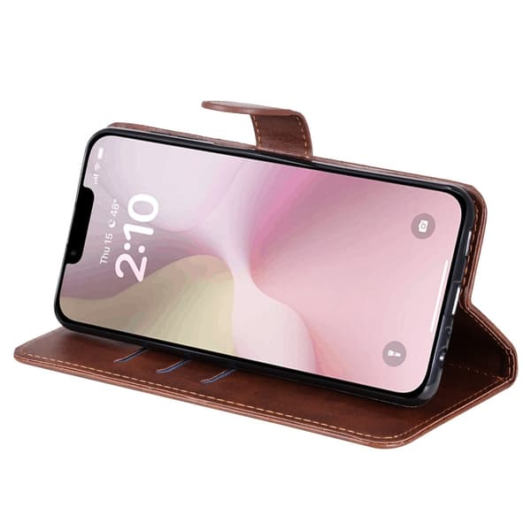 iPhone 16e Classic Zipper Wallet Case - Brown Brun brown
