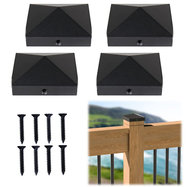 4 stk. stolpehetter Pyramide Stolpe Topper deksel