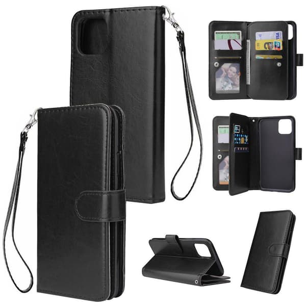 Robust og smidigt 9-korts pungcover - iPhone 12 Pro Max Svart