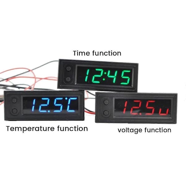Bilklocka Universal Digital Klocka Datum 3 i 1 LCD-Skärm Elektronisk Temperatur Noctilu[co]