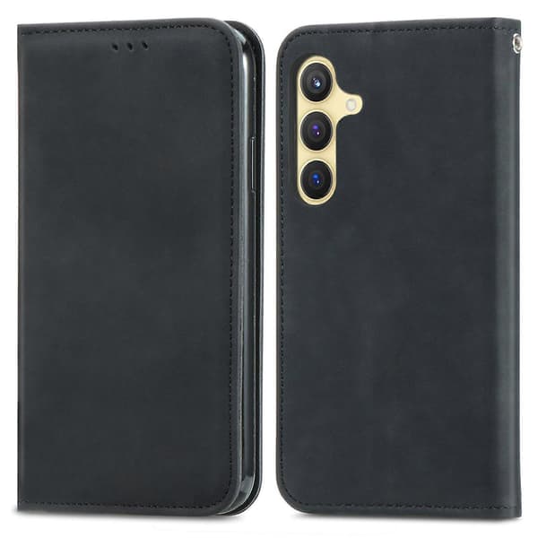 Retro Magnetic Leather Case with Skin Feel Black