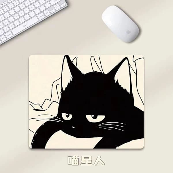 Rolig Musematte Firkantet Søt Musematte for Trådløs Mus Lite Kontor Datamaskin Musematte Gaming for Skrivebord Laptop (Sovende Katt)
