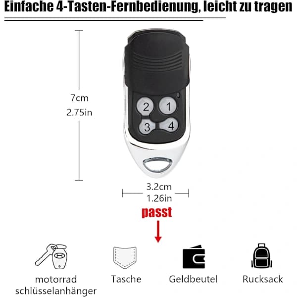 Crawford EA433 2KS/4KS Käsinsenderi - 2 kpl - 433,92MHz Scroll Code Kaukosäädin