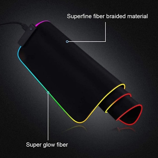 RGB Gaming Mouse Pad 800×300×4mm Thick Extended Gaming Mouse and Keyboard Pad with Non-Slip Rubber Base and 7 Lighting Modes