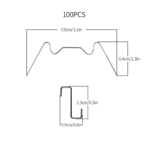 100 kpl lasitettu kiinnitysklipsi ruostumatonta terästä W ja Z muoto kasvihuoneen korjaukseen