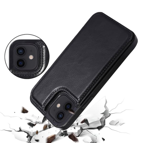 Smart Nkobee Cover med Kortlomme - iPhone 12 Mini Svart