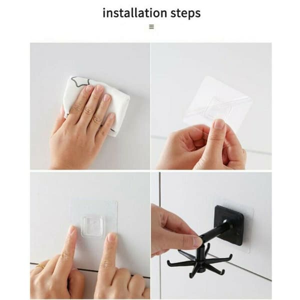 360° Swivel Folding Hook Vertical Self-Adhesive Home Bathroom Kitchen, White 4 Pcs
