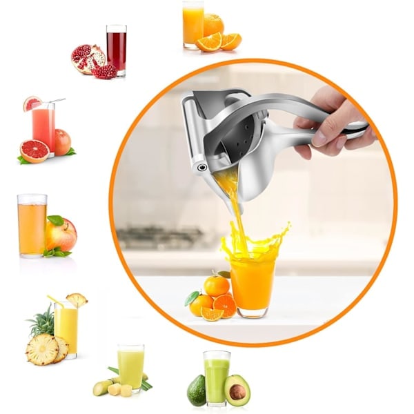 Manuel frugtpresser i rustfrit stål, kraftig citronpresser i legering, højkvalitets appelsinpresser, simpel ekstraktor, håndholdt husholdningsmaskine i metal...