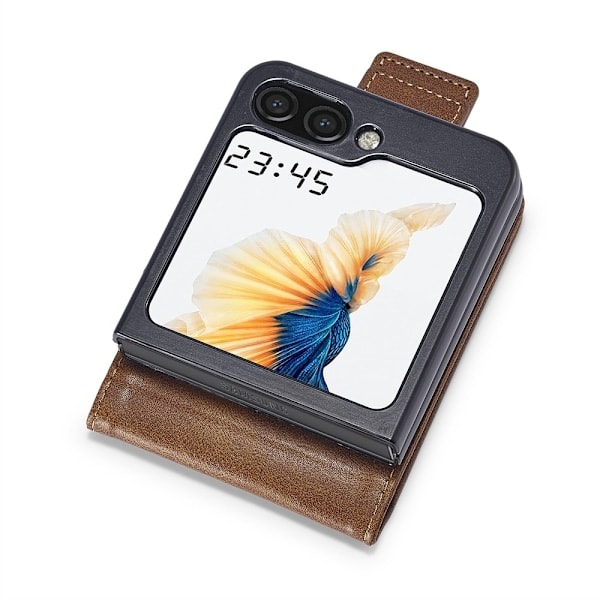 LC.IMEEKE Galaxy Z Flip 6 Kuori Korttitaskulla Ruskea